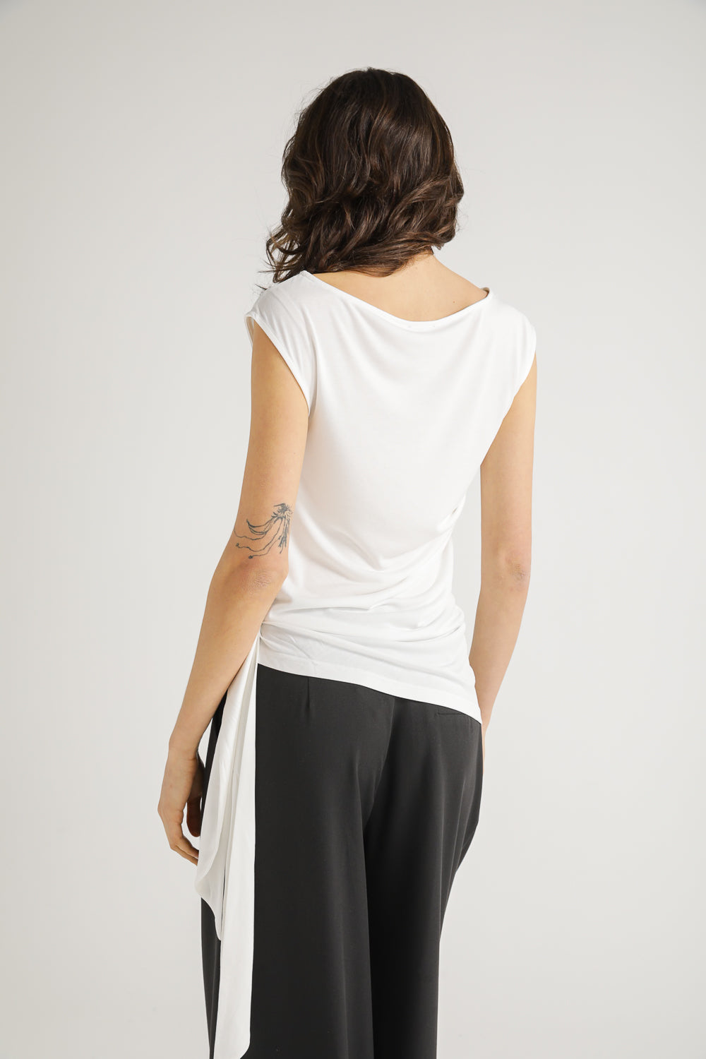 One Shoulder Draped Tie Top