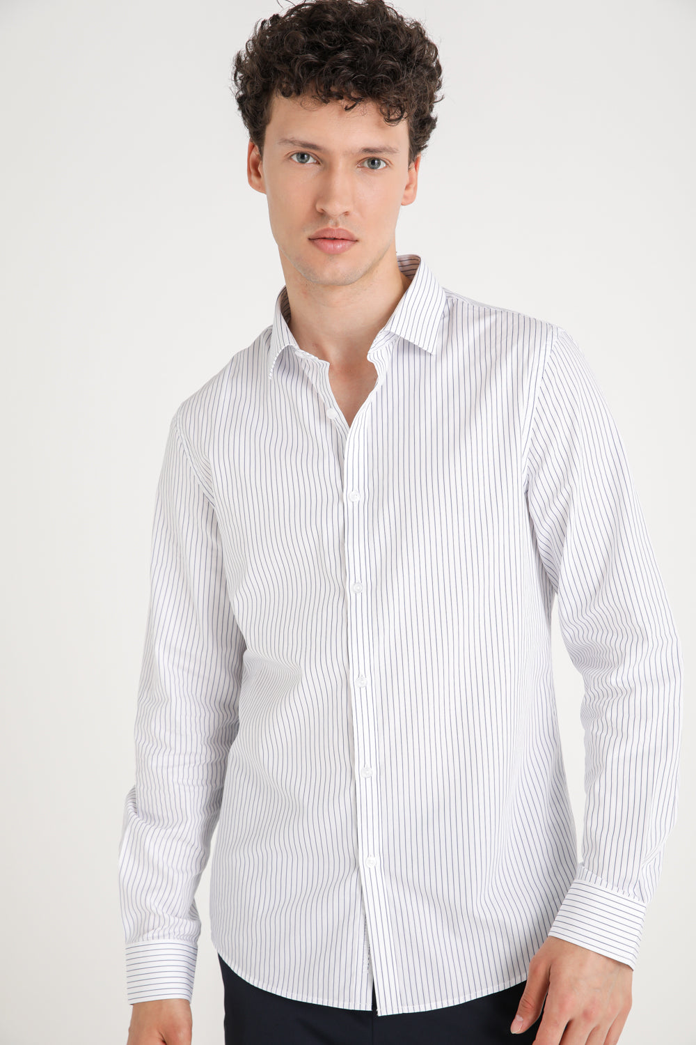 Striped Cotton Button Down Shirt
