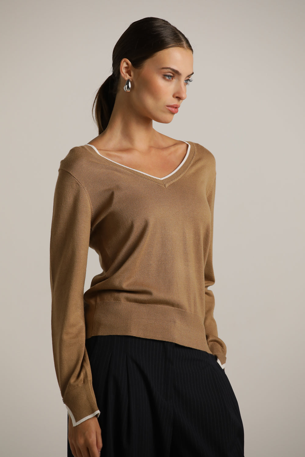 Classic Knit V-Neck Top