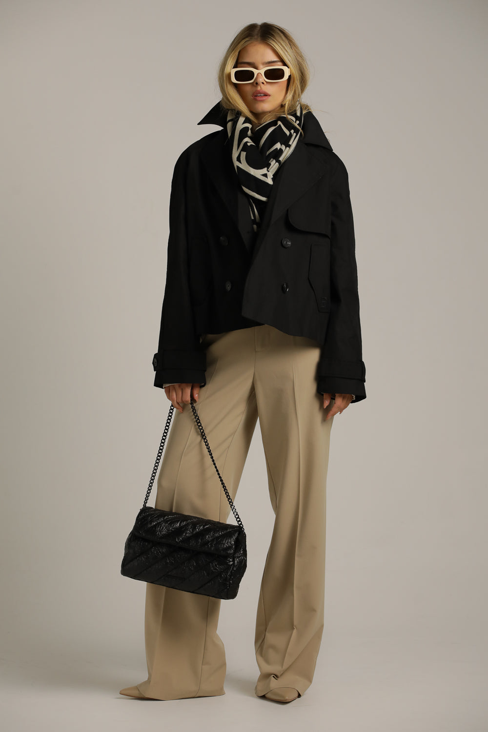 Short Trench Coat With Double-Breasted Buttons