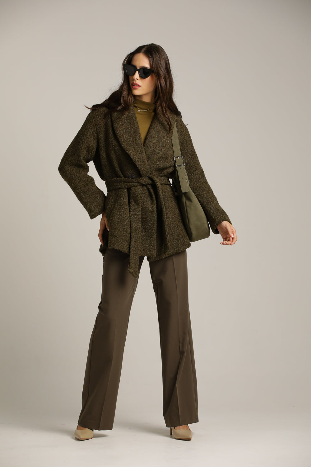 A Tailored-Collar Coat With A Wool-Like Look