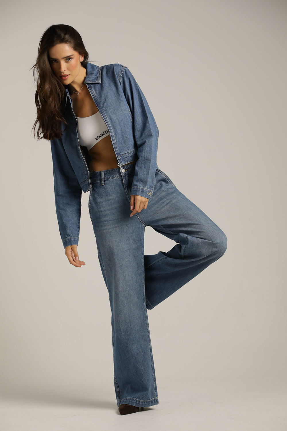 Boxy Cropped Denim Jacket In Cotton
