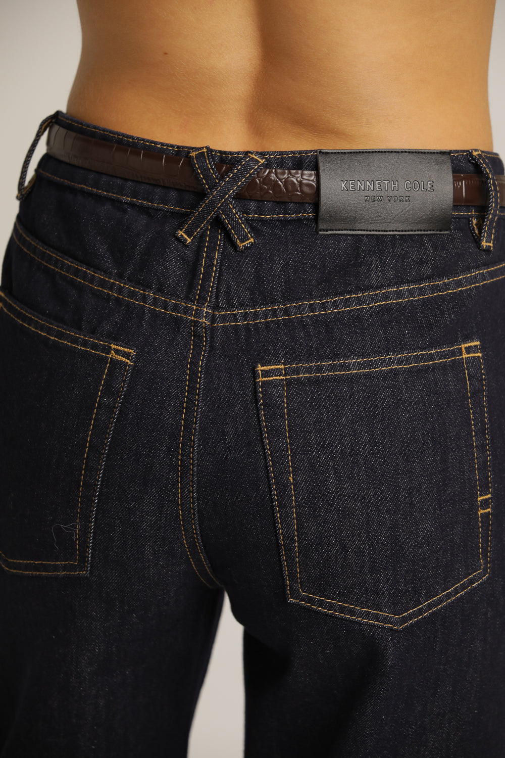 Wide Leg Fit Denim Pants In Cotton