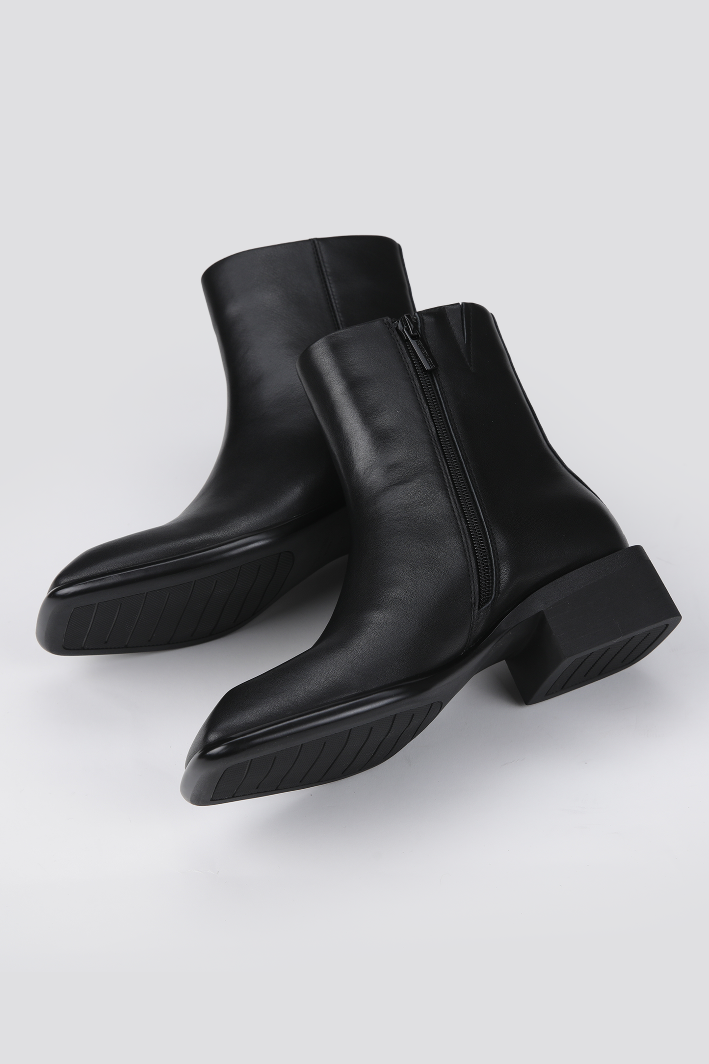 Leather Square Toe Ankle Boots