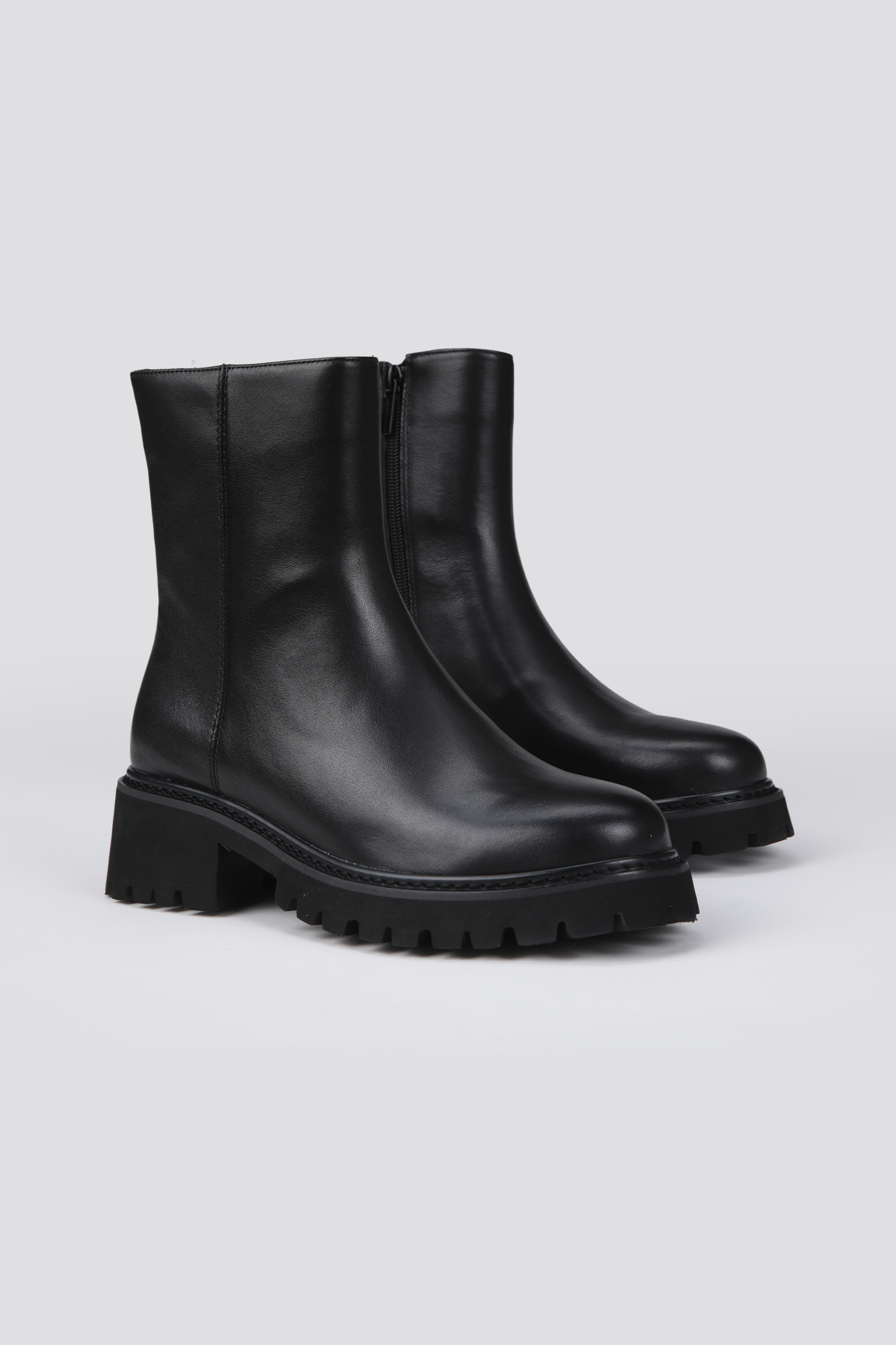 Lug Sole Leather Ankle Boots