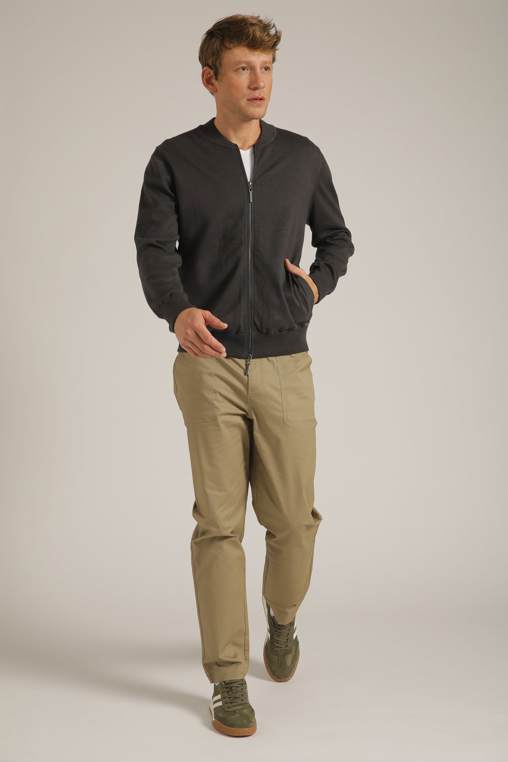 Cardigan Fit Jacket In Cotton