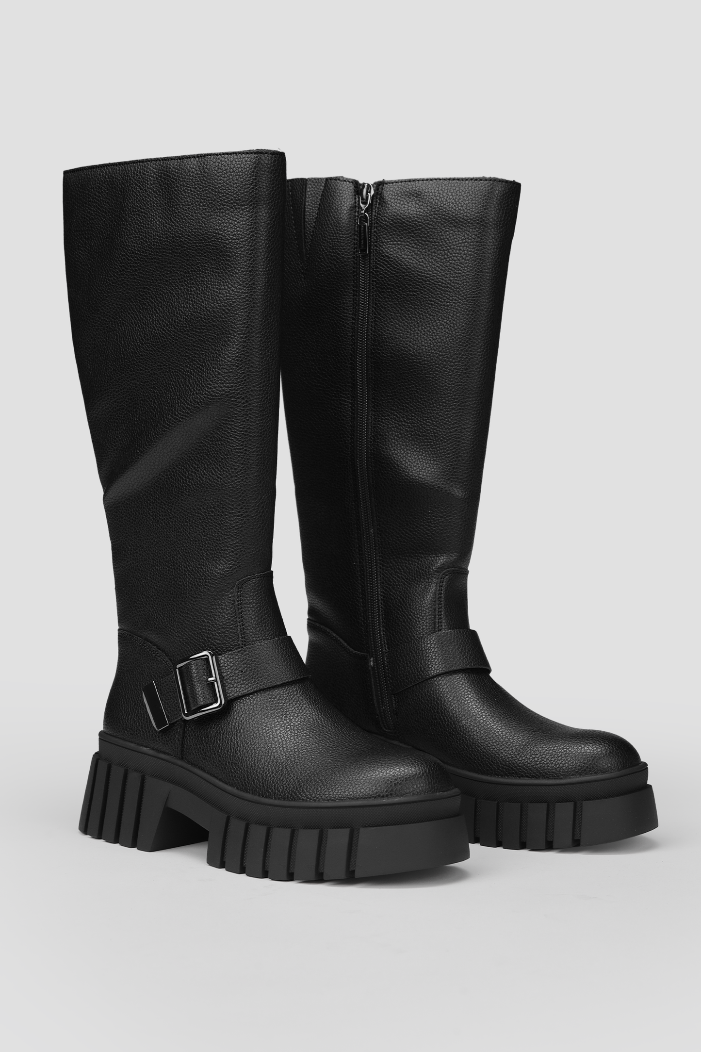 Faux Leather Knee Boots
