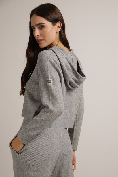 Knitted Rib Crop Hoodie