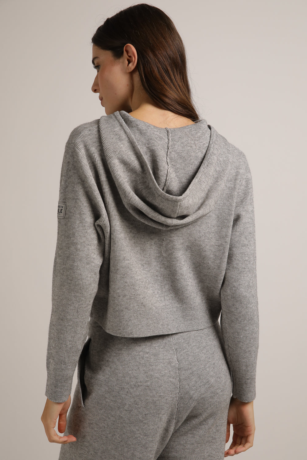 Knitted Rib Crop Hoodie