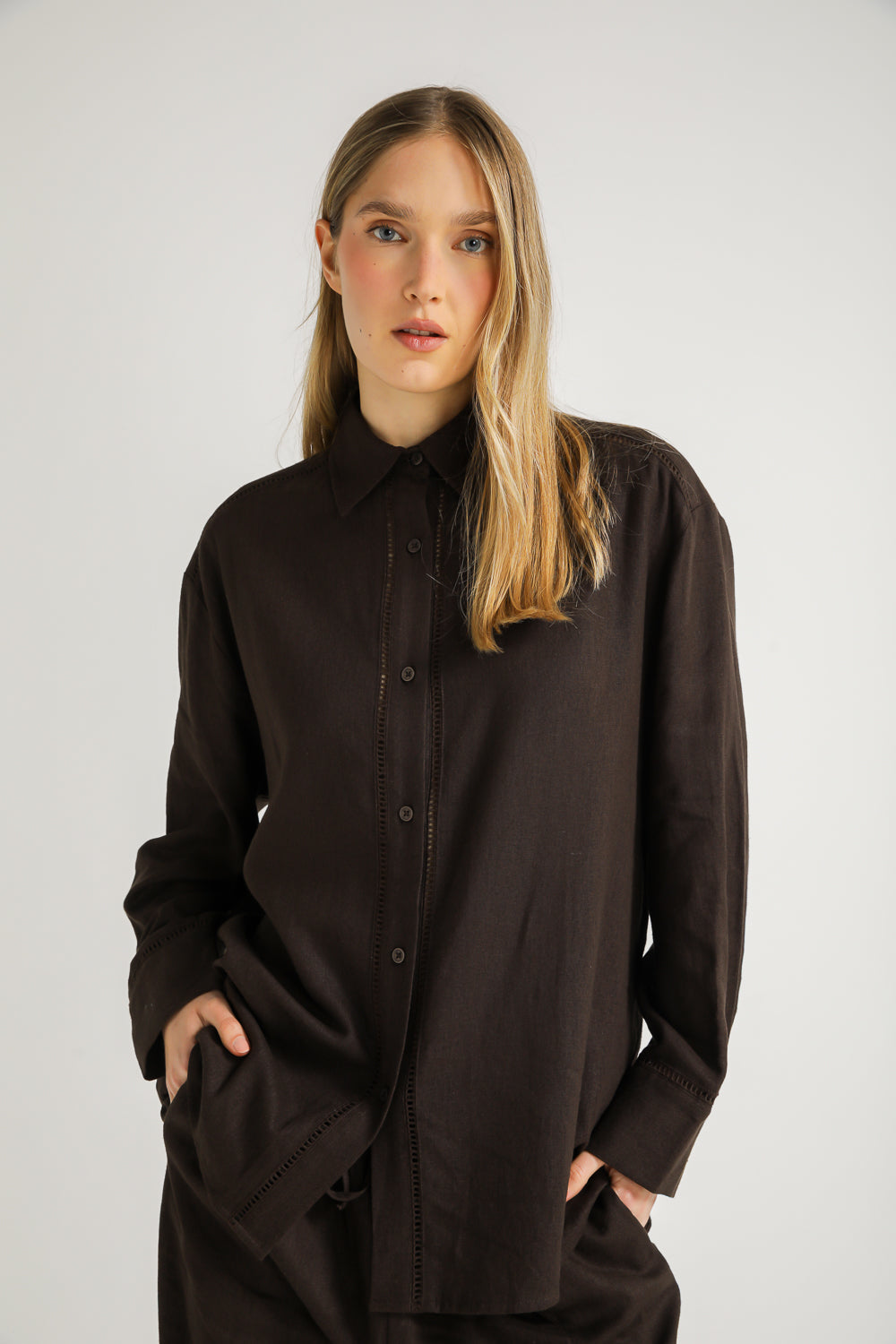 Buttoned Shirt with Lace Finish