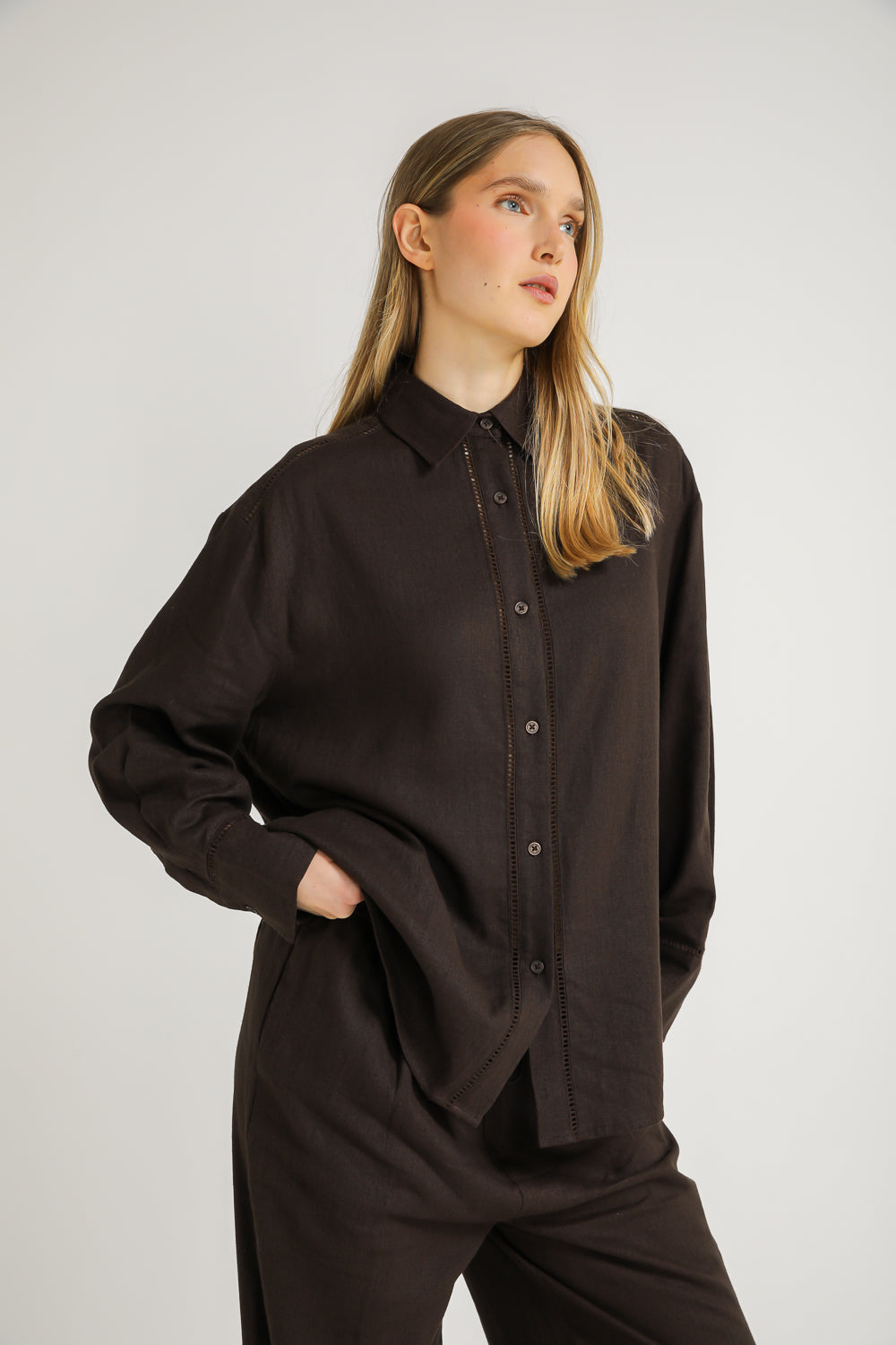 Buttoned Shirt with Lace Finish