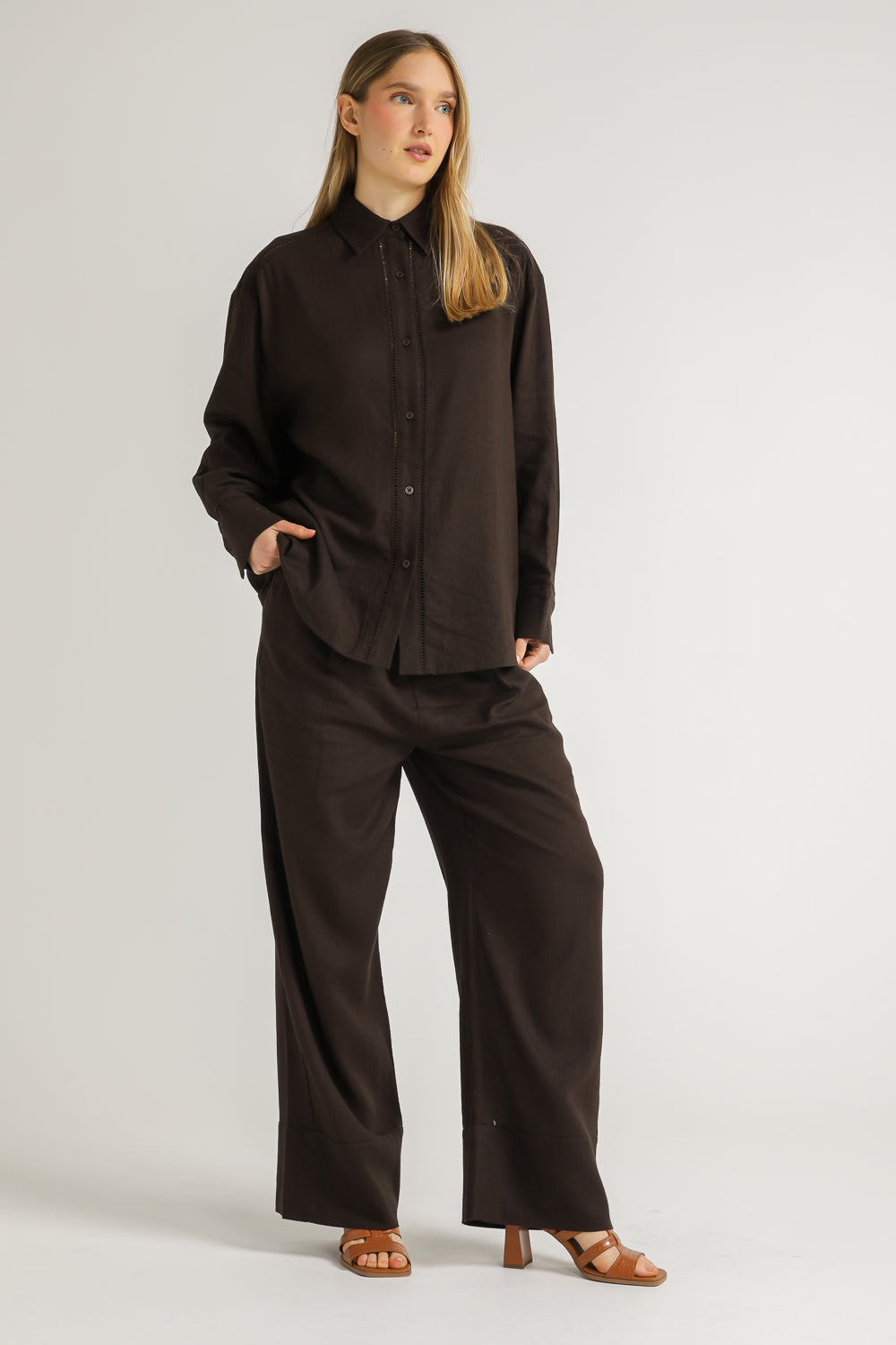 Buttoned Shirt with Lace Finish