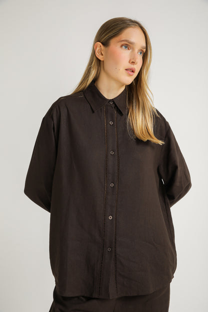 Buttoned Shirt with Lace Finish
