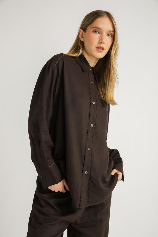 Buttoned Shirt with Lace Finish