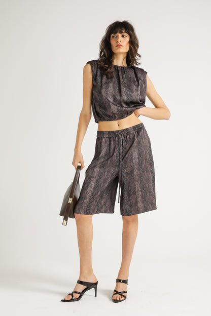 Snake Print Peplum Top
