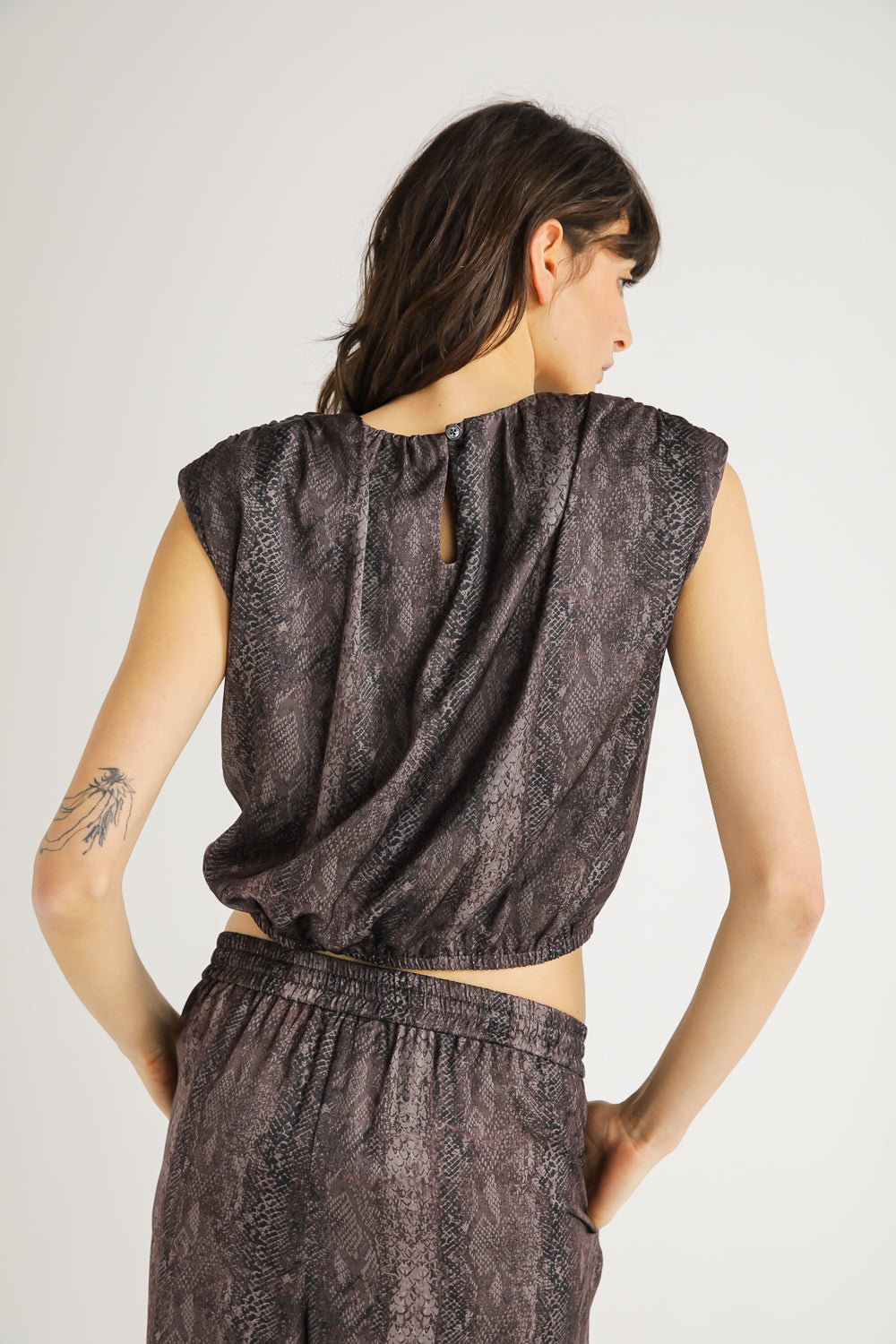 Snake Print Peplum Top