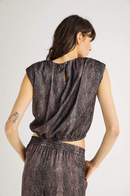 Snake Print Peplum Top