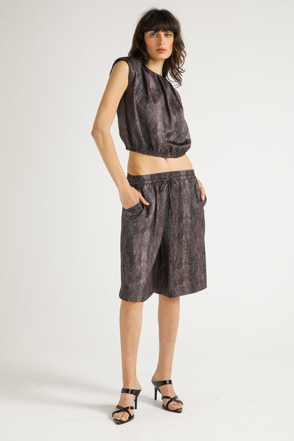 Snake Print Bermuda Shorts