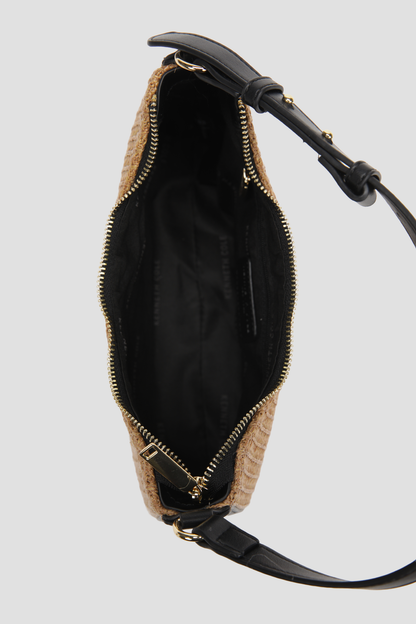Woven Half Moon Shoulder Bag