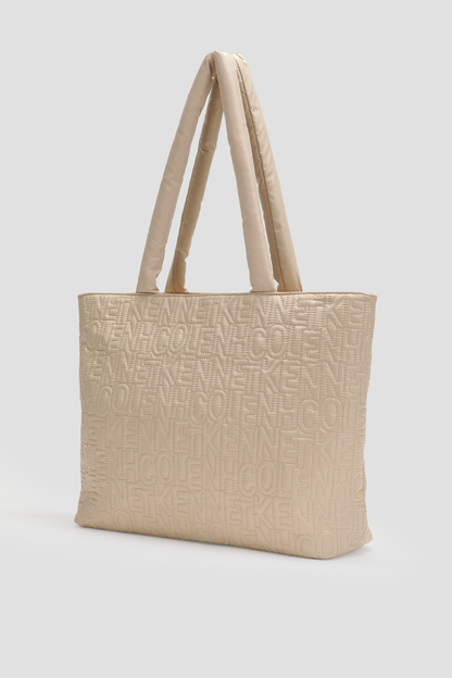 Quilted Logo Print Tote Bag