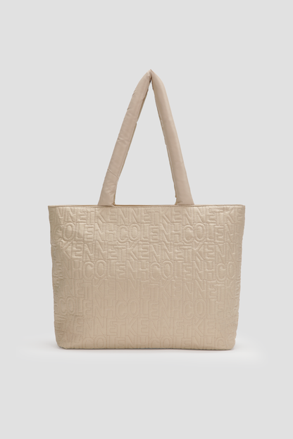 Quilted Logo Print Tote Bag