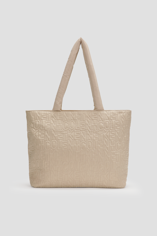 Quilted Logo Print Tote Bag