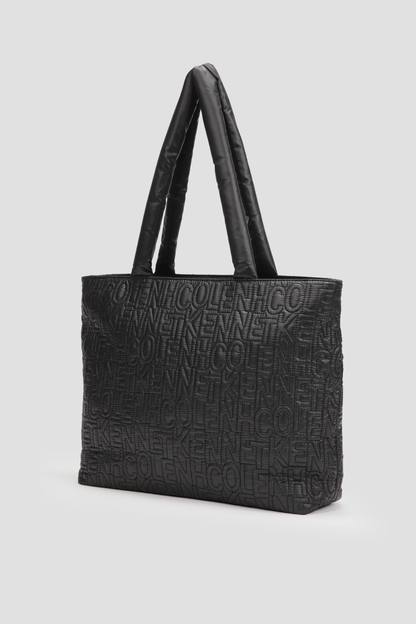 Quilted Logo Print Tote Bag