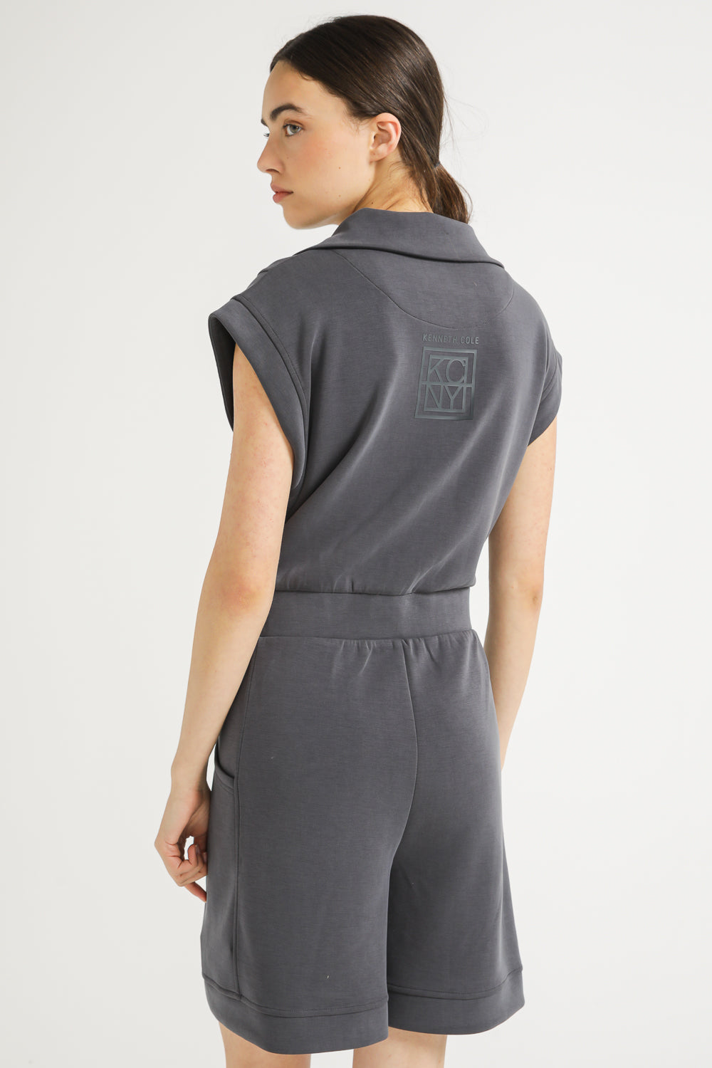 Zip Front Short Jumpsuit