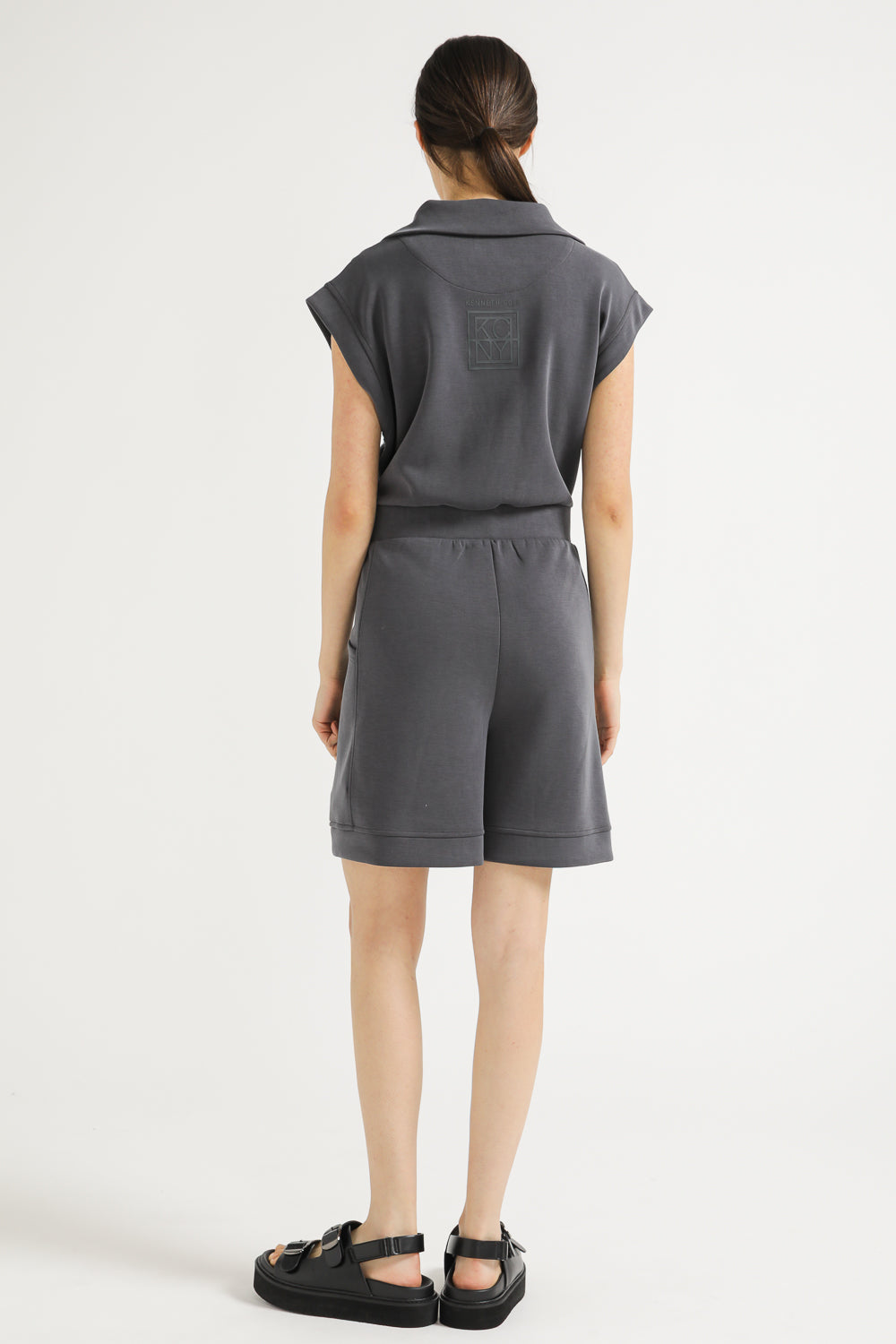Zip Front Short Jumpsuit