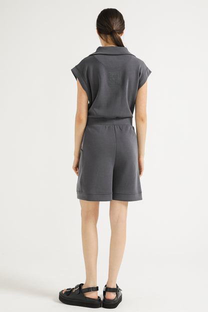 Zip Front Short Jumpsuit
