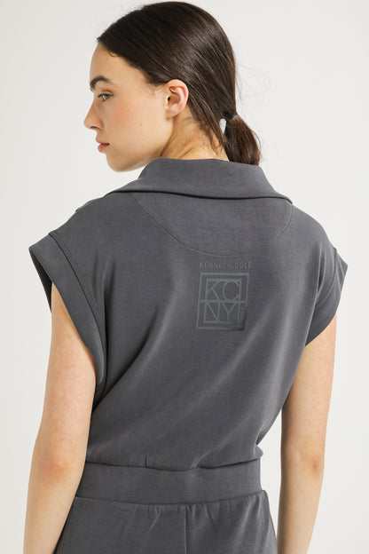 Zip Front Short Jumpsuit