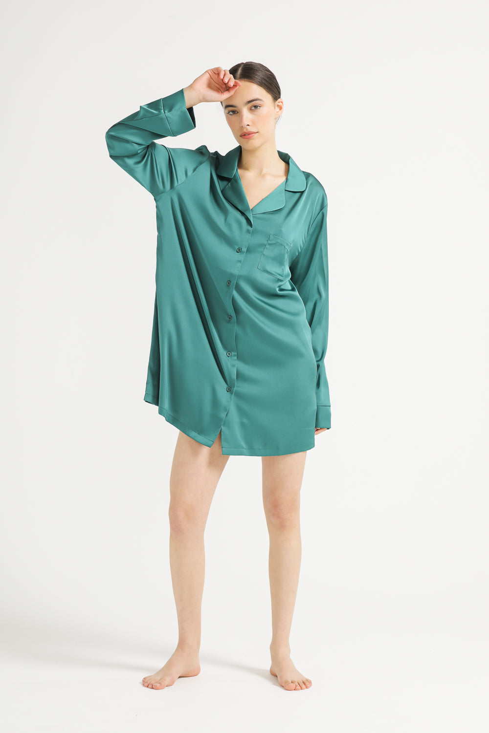 Satin Shirt Dress
