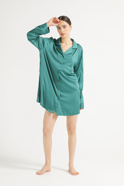 Satin Shirt Dress