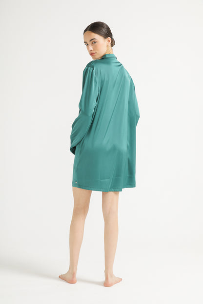 Satin Shirt Dress
