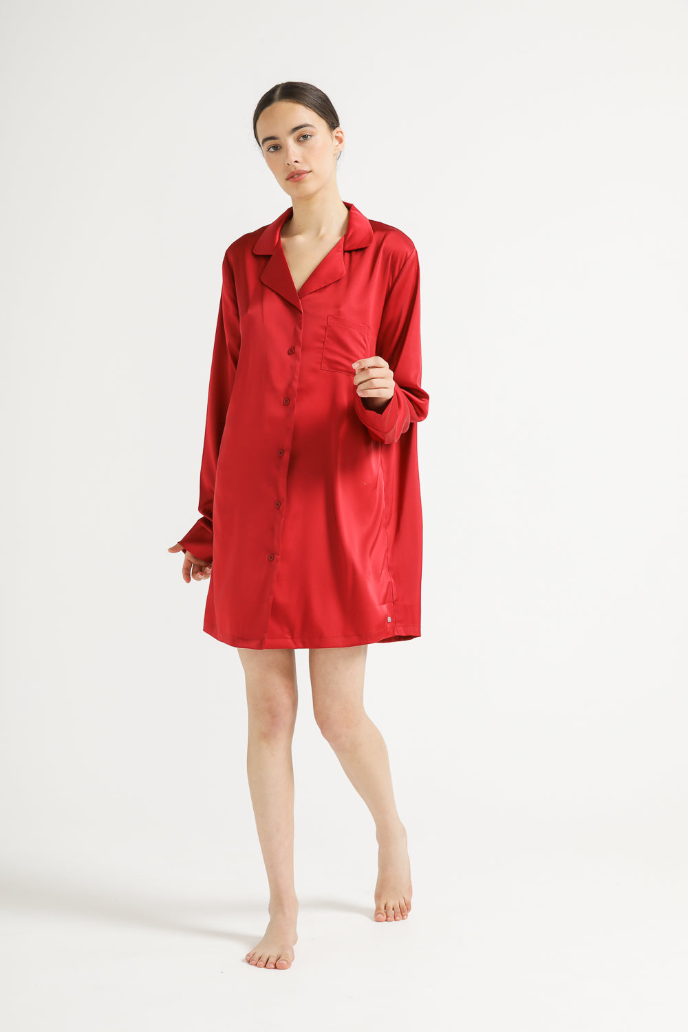 Satin Shirt Dress