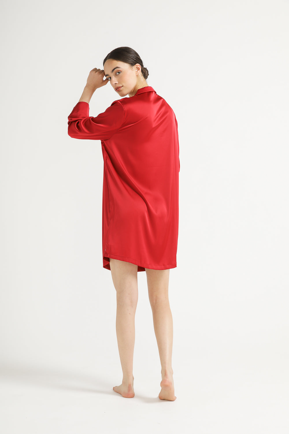 Satin Shirt Dress