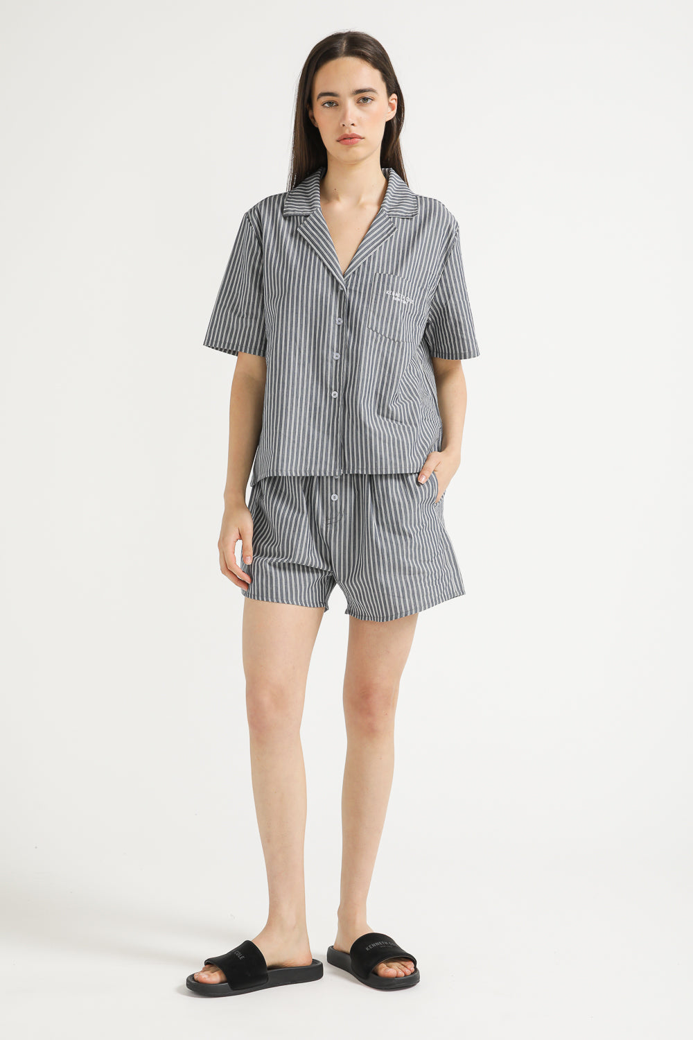 Pinstripe Cotton Shorts