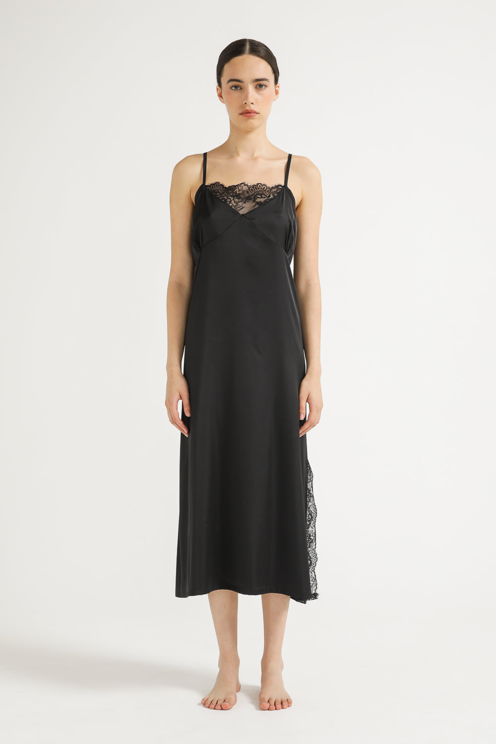 Lace Midi Dress with Slit