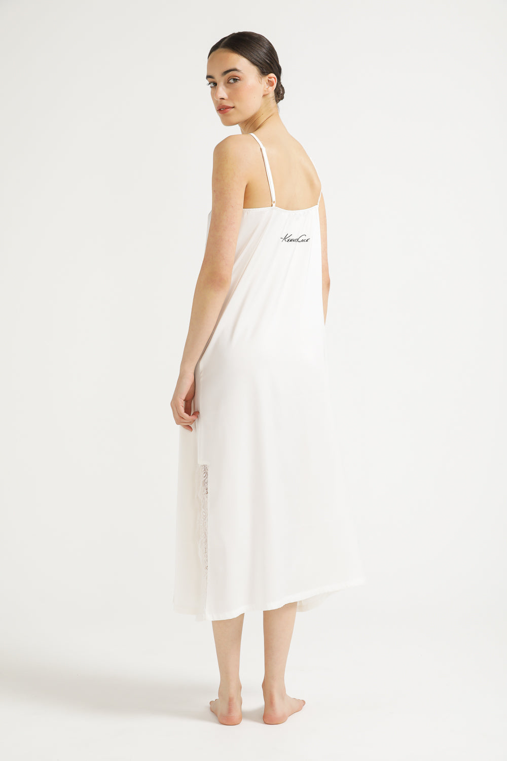 Lace Midi Dress with Slit