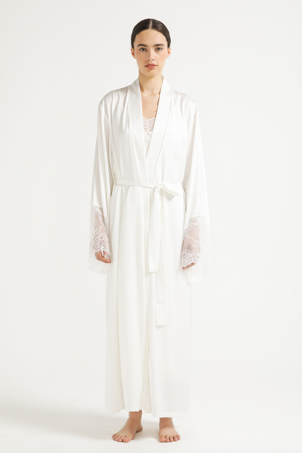 Lace Midi Robe with Slit