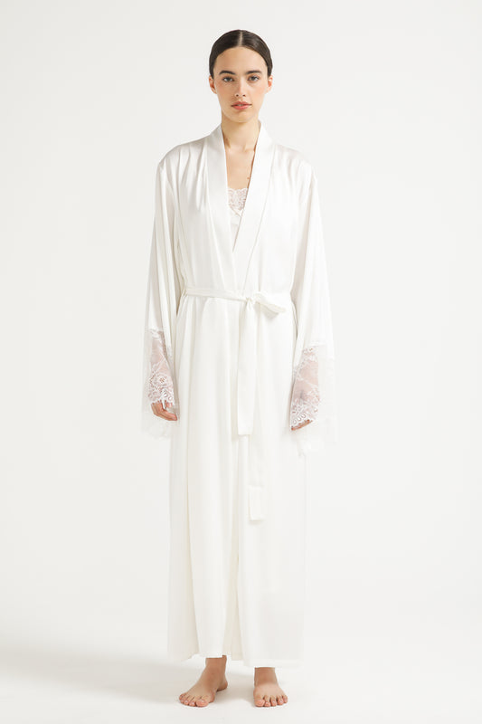 Lace Midi Robe with Slit