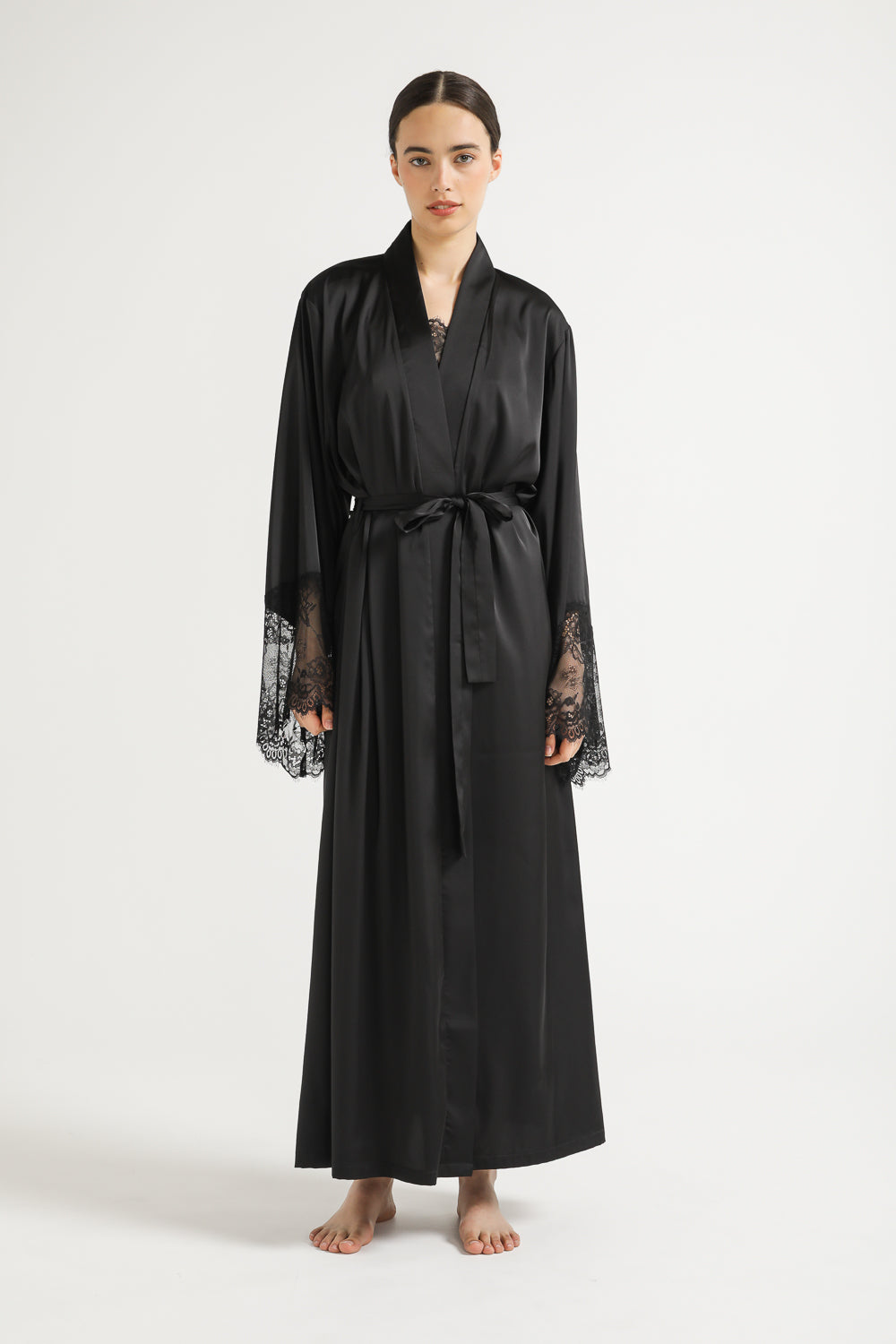 Lace Midi Robe with Slit