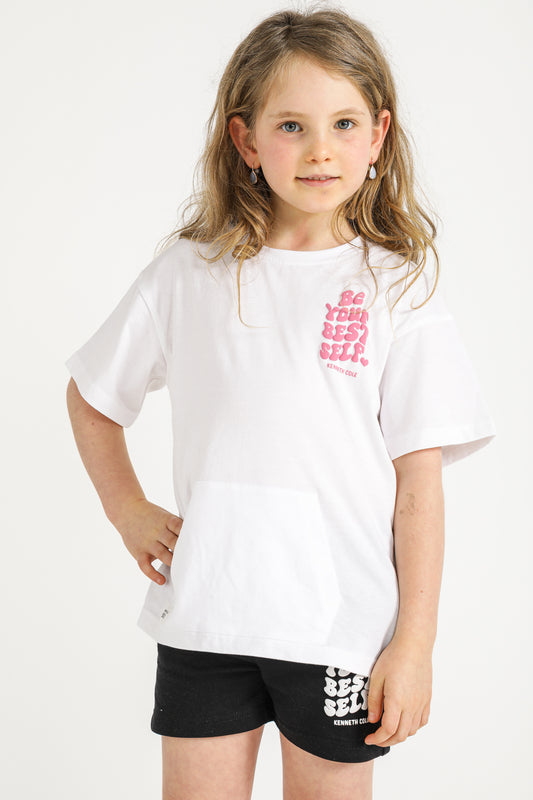 Graphic Print T-Shirt with Kangaroo Pocket Detail