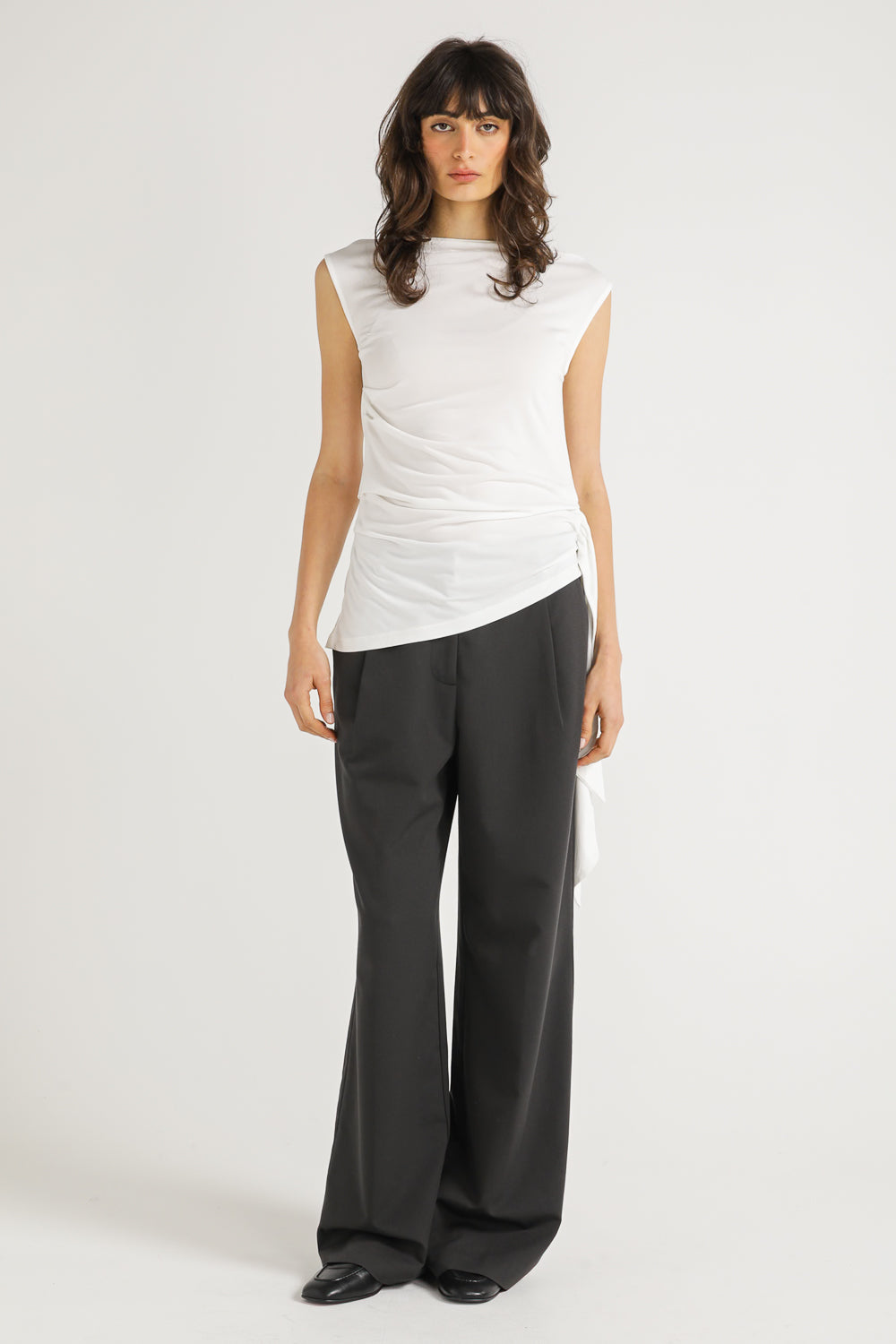 One Shoulder Draped Tie Top