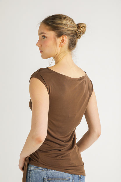 One Shoulder Draped Tie Top