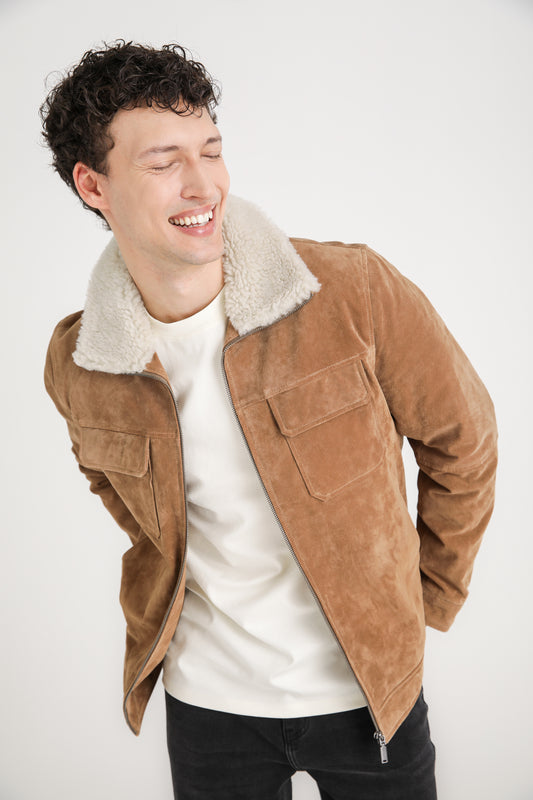 Leather Fur Collar Jacket