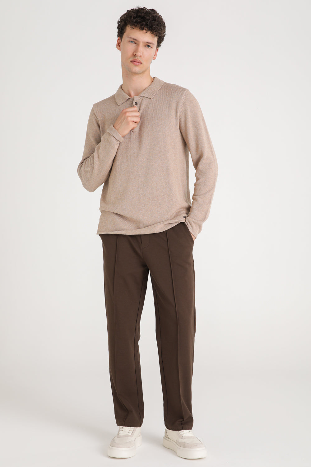 Long Sleeve Knit Polo