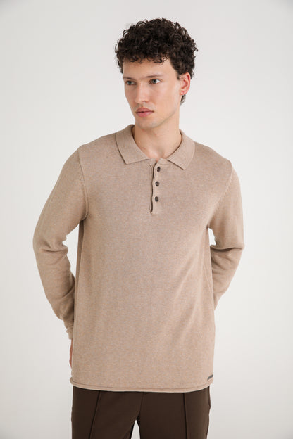 Long Sleeve Knit Polo