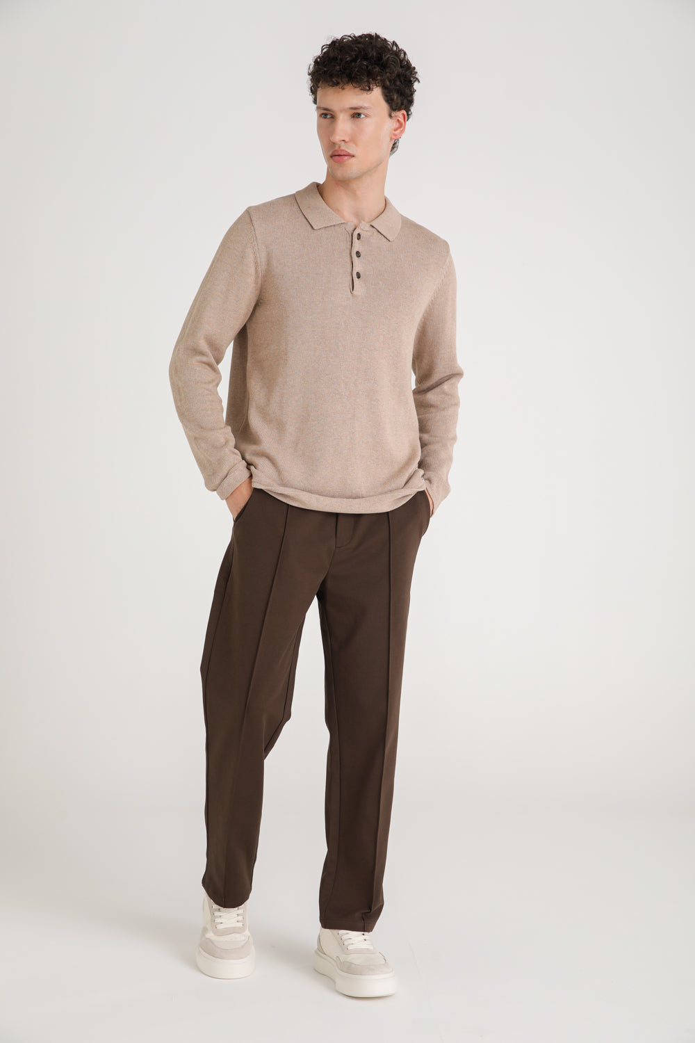 Long Sleeve Knit Polo