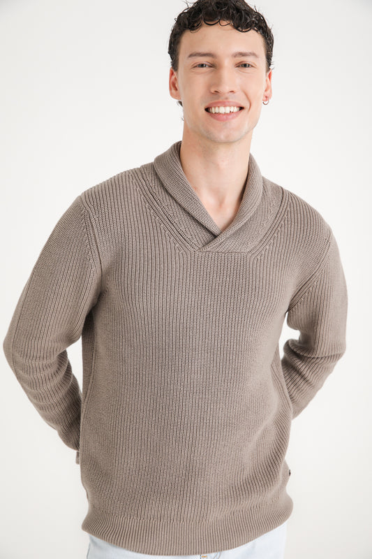 Shawl Collar Knit Sweater